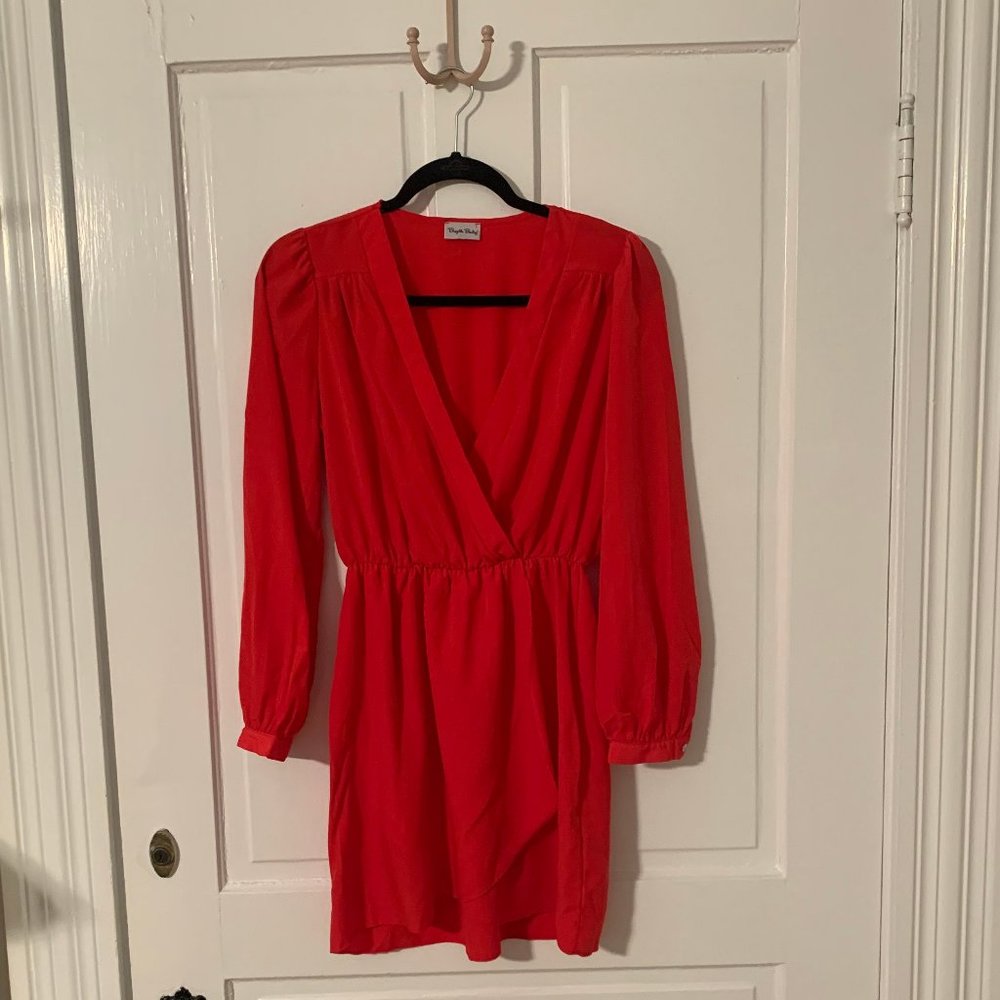BRIGITTE BAILEY | Women's Red Mini Faux Wrap Dress | Size Medium